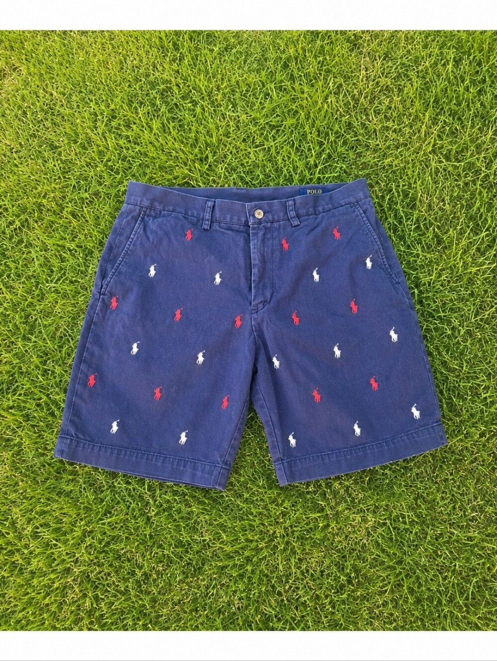 Polo by Ralph Lauren Navy Shorts with Red & White Logos & Pristine Condition!
